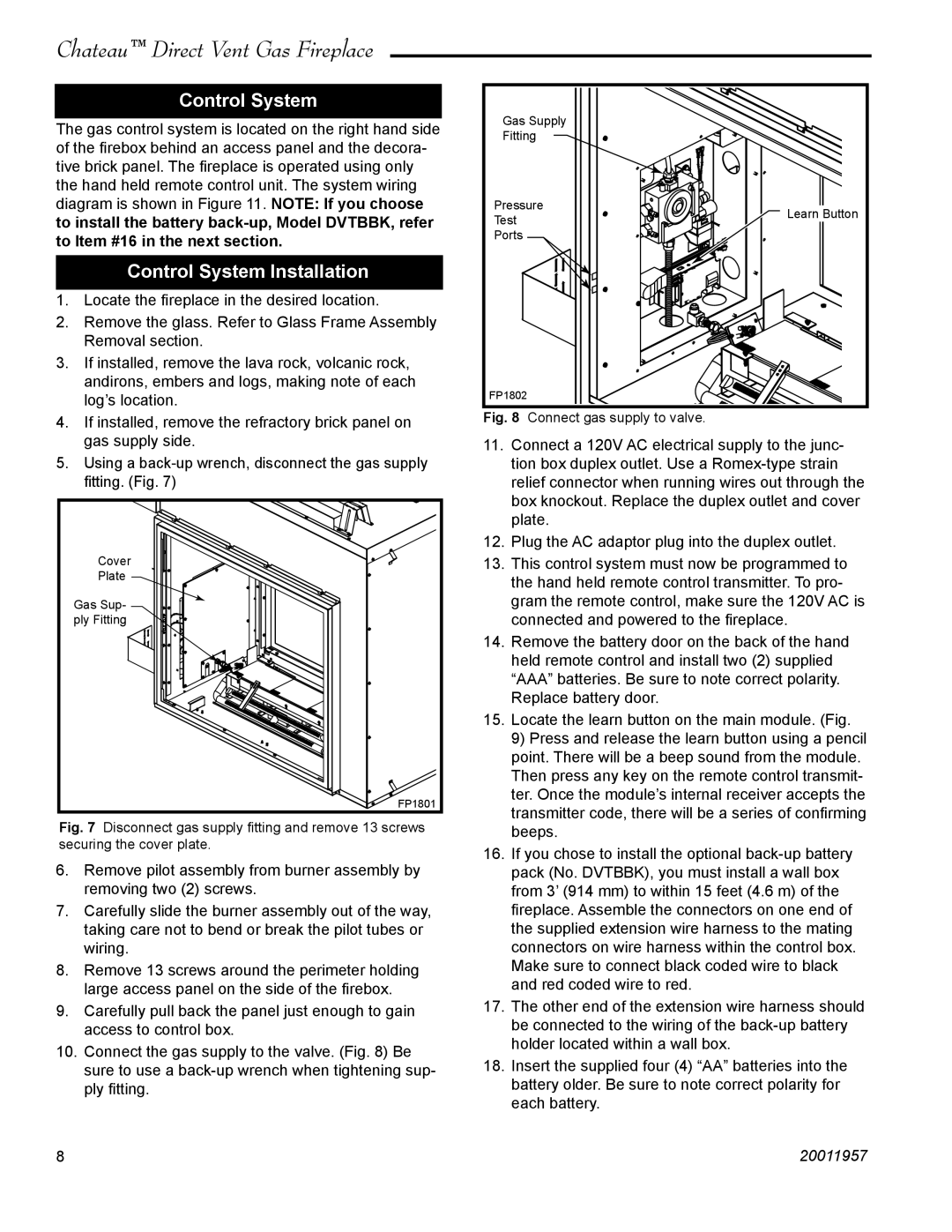 Vermont Casting DVT38S2IN installation instructions Control System Installation 