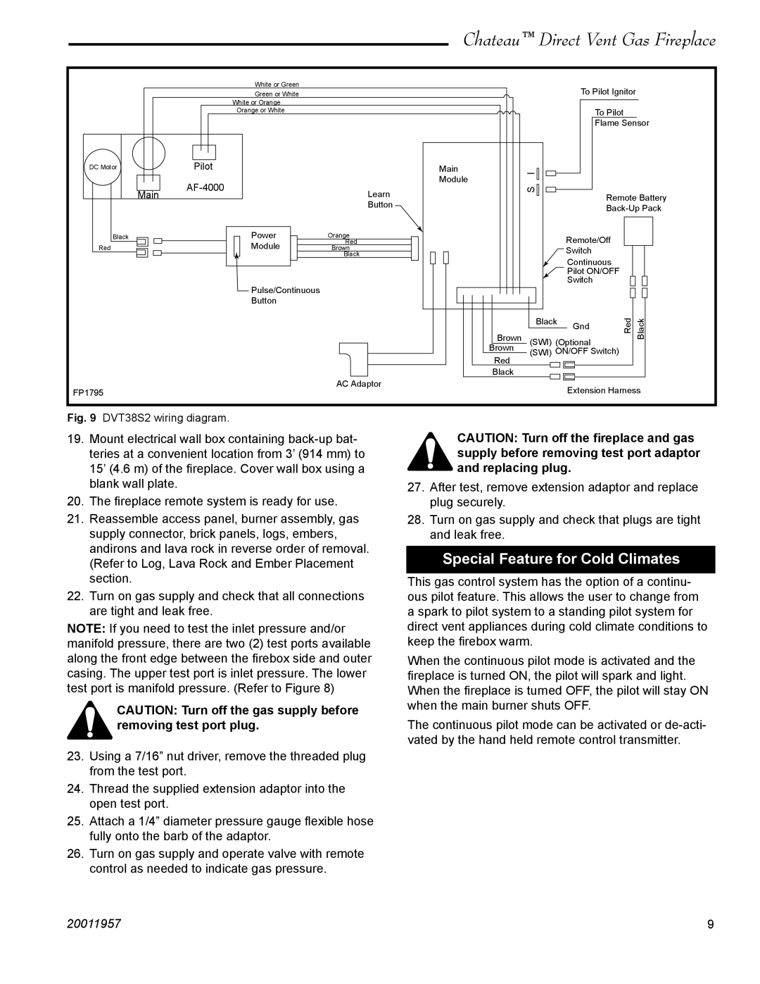 Vermont Casting DVT38S2IN installation instructions Chateau Direct Vent Gas Fireplace, Special Feature for Cold Climates 