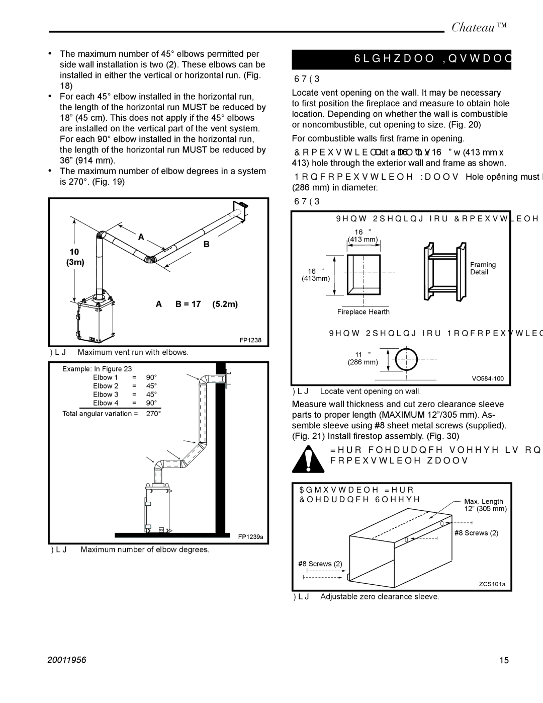 Vermont Casting DVT44 installation instructions Sidewall Installation, Step 