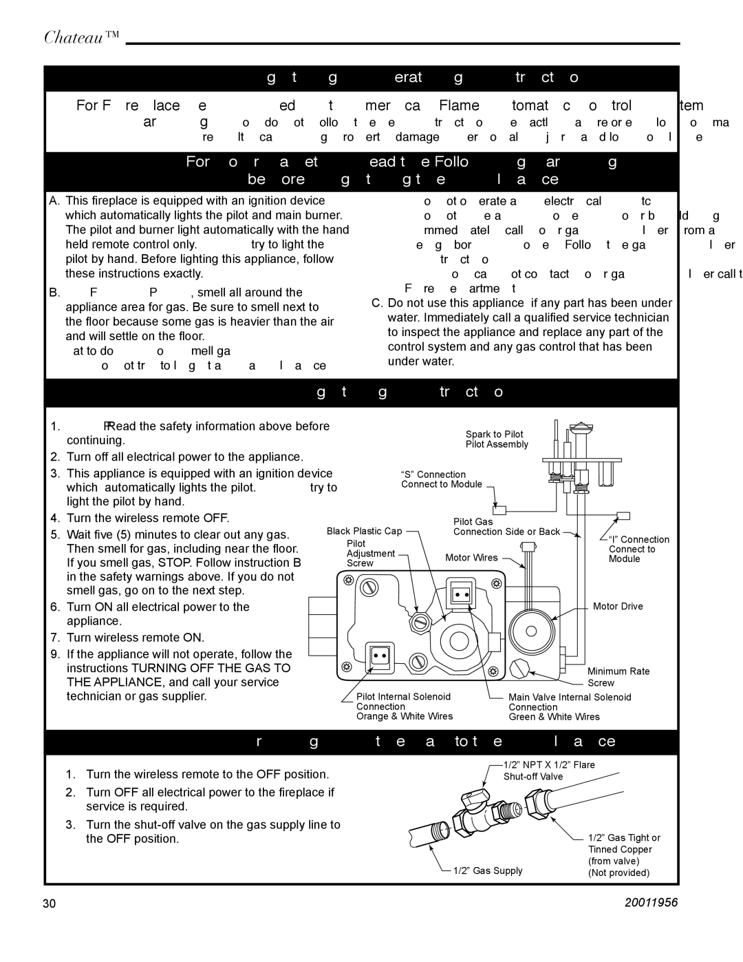 Vermont Casting DVT44 Lighting & Operating Instructions, Lighting Instructions, Turning Off the Gas to the Appliance 