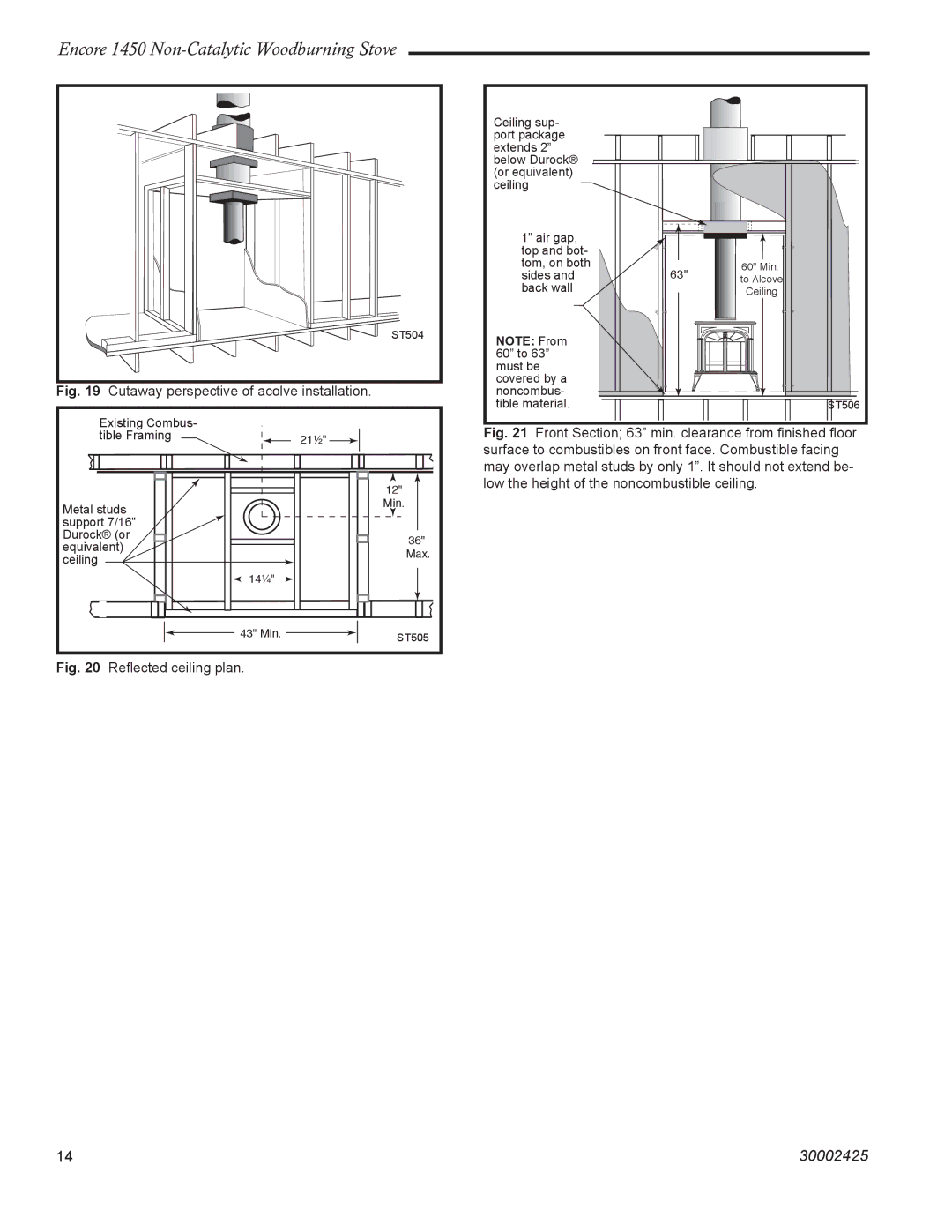 Vermont Casting Encore NC 1450 installation instructions Cutaway perspective of acolve installation 