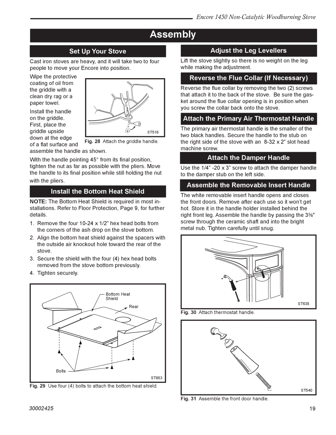 Vermont Casting Encore NC 1450 installation instructions Assembly 