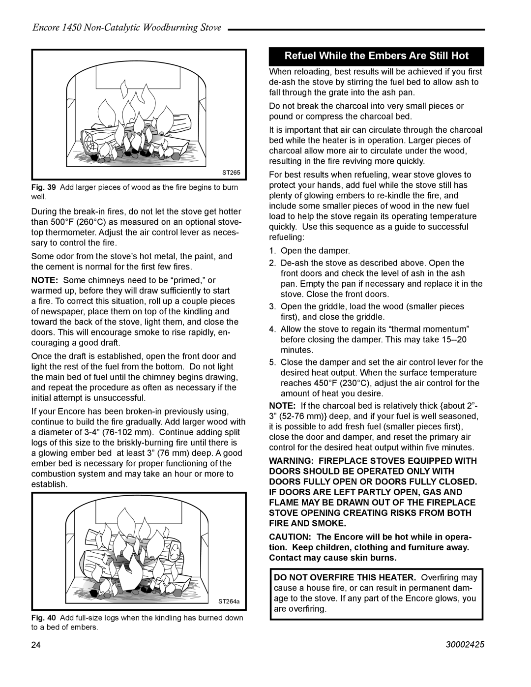 Vermont Casting Encore NC 1450 installation instructions Refuel While the Embers Are Still Hot 