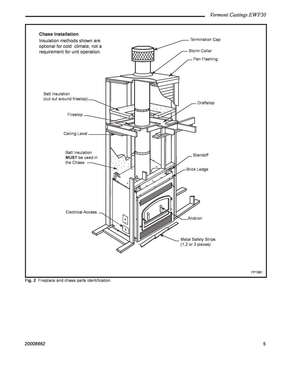 Vermont Casting installation instructions Vermont Castings EWF30, Chase Installation, 20008662 