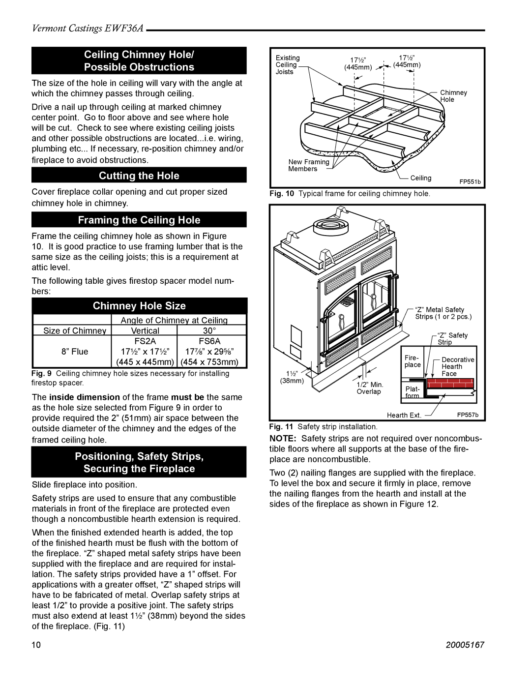 Vermont Casting EWF36 Ceiling Chimney Hole Possible Obstructions, Cutting the Hole, Framing the Ceiling Hole 