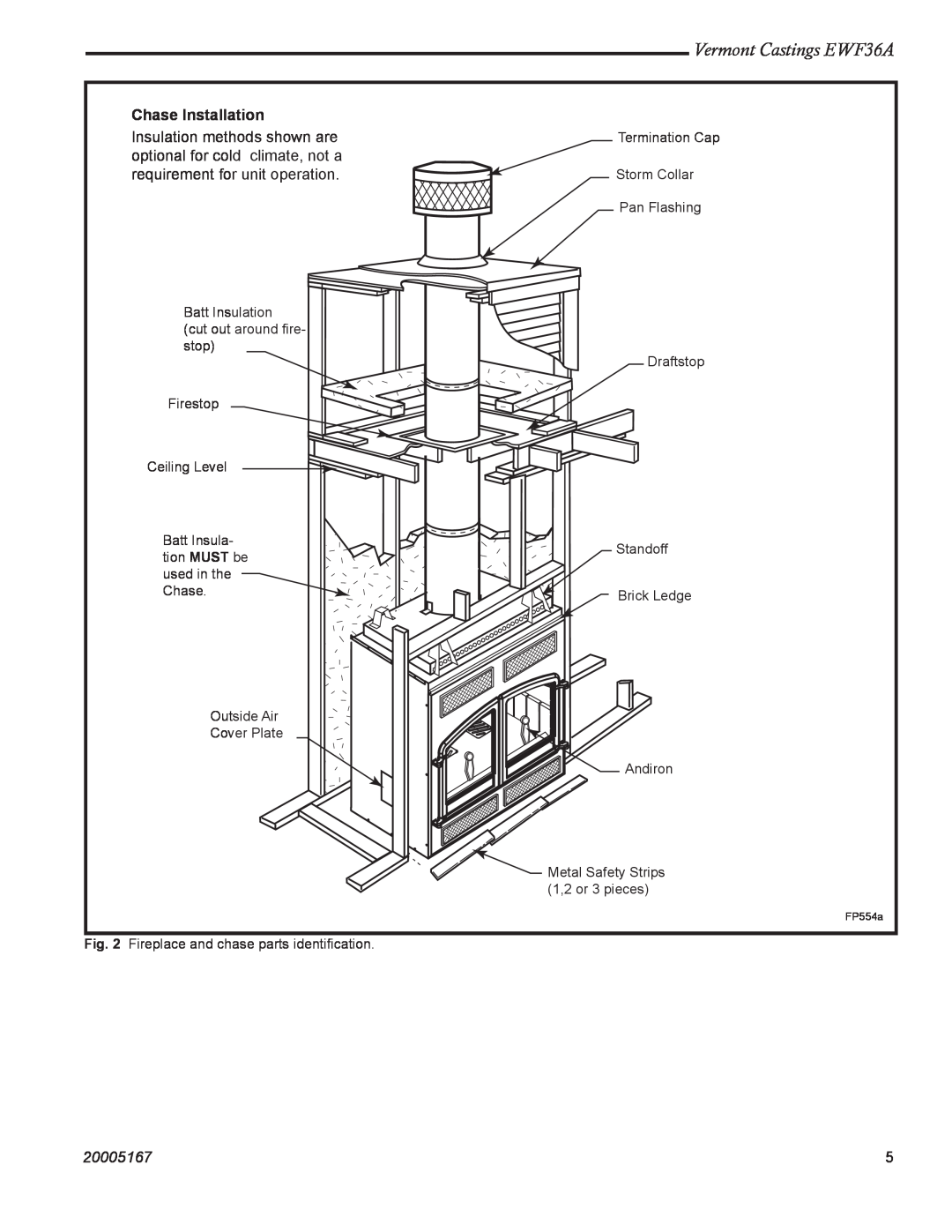 Vermont Casting installation instructions Vermont Castings EWF36A, Chase Installation, 20005167 