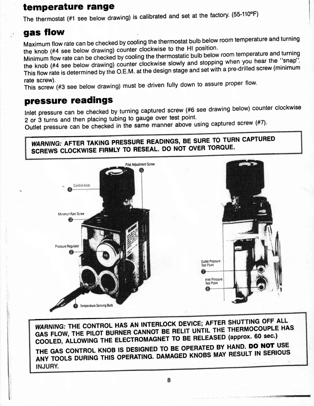 Vermont Casting G400 owner manual Temperature range, Pressure readings, May 