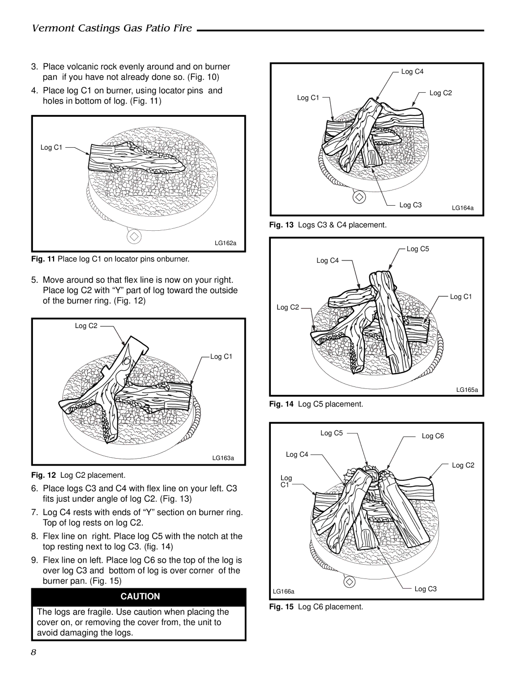 Vermont Casting GPFMN, GPFMP manual Place volcanic rock evenly around and on burner 