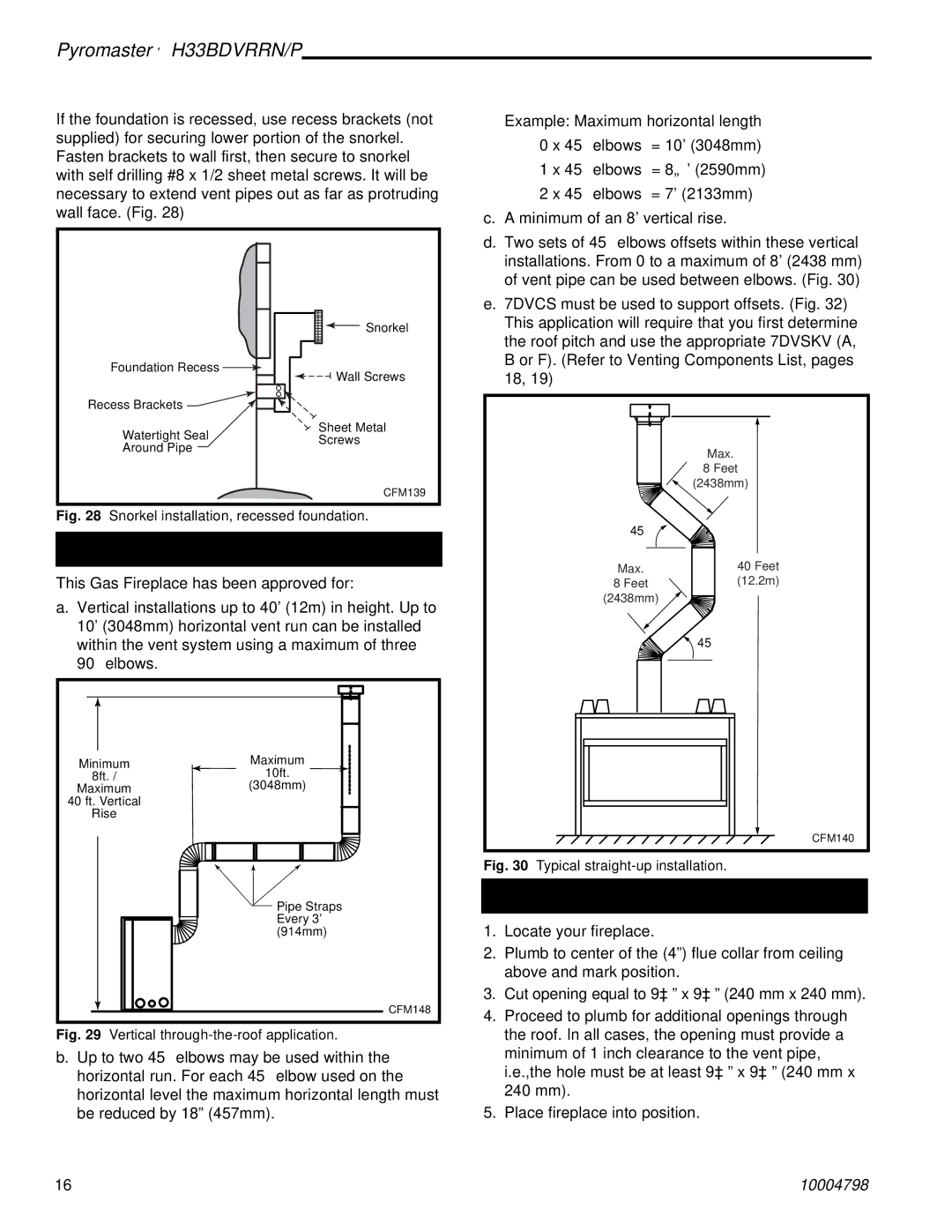 Vermont Casting H33BDVRRNP manual Vertical Through-the-Roof Applications, Vertical Through-the-Roof Installation 