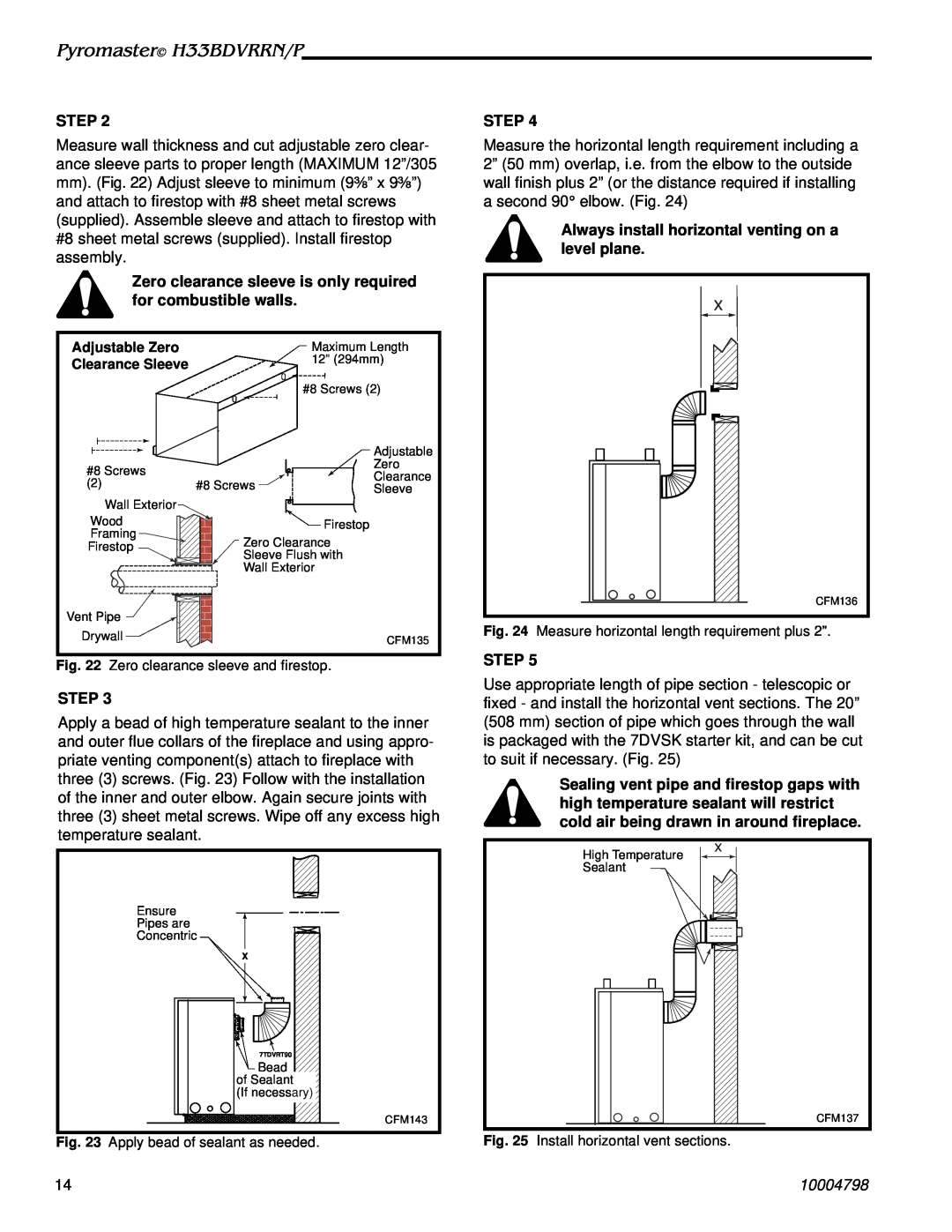 Vermont Casting H33BDVRRNP manual Pyromaster H33BDVRRN/P, Step, 10004798 