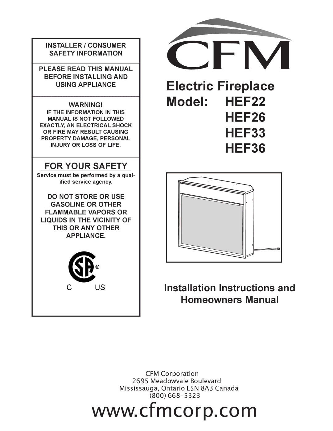 Vermont Casting HEF22 installation instructions HEF26 HEF33 HEF36 