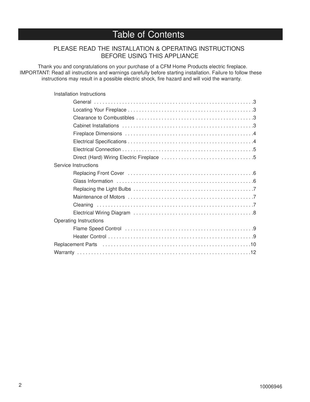 Vermont Casting HEF22 installation instructions Table of Contents 