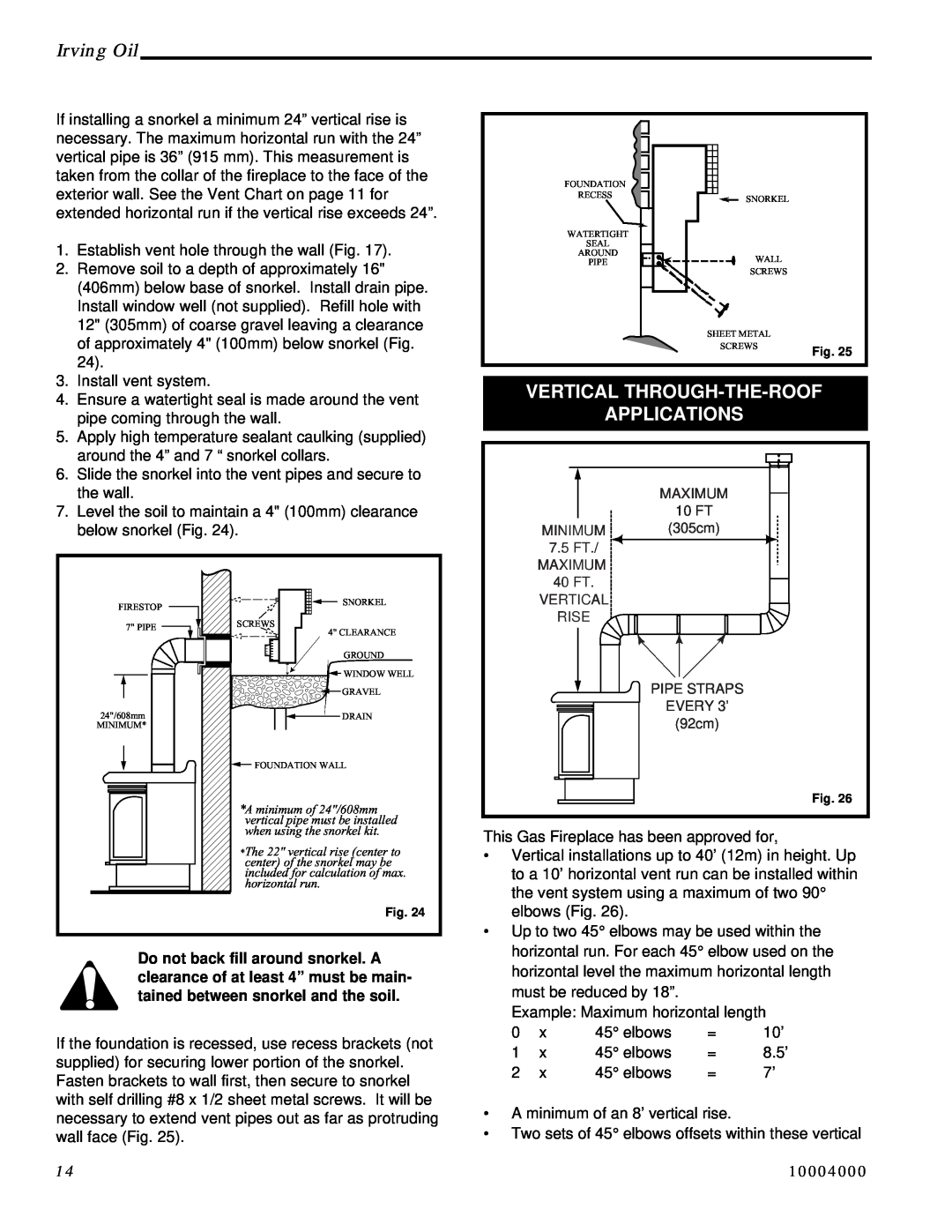 Vermont Casting IRFSDV34, IRFSDV24 installation instructions Vertical Through-The-Roof Applications, Irving Oil 