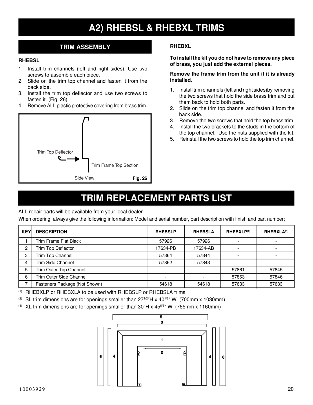 Vermont Casting IRHEDV32 installation instructions A2 Rhebsl & Rhebxl Trims 