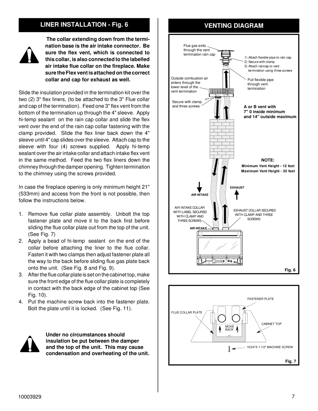 Vermont Casting IRHEDV32 installation instructions Venting Diagram, Onto the unit. See and Fig 