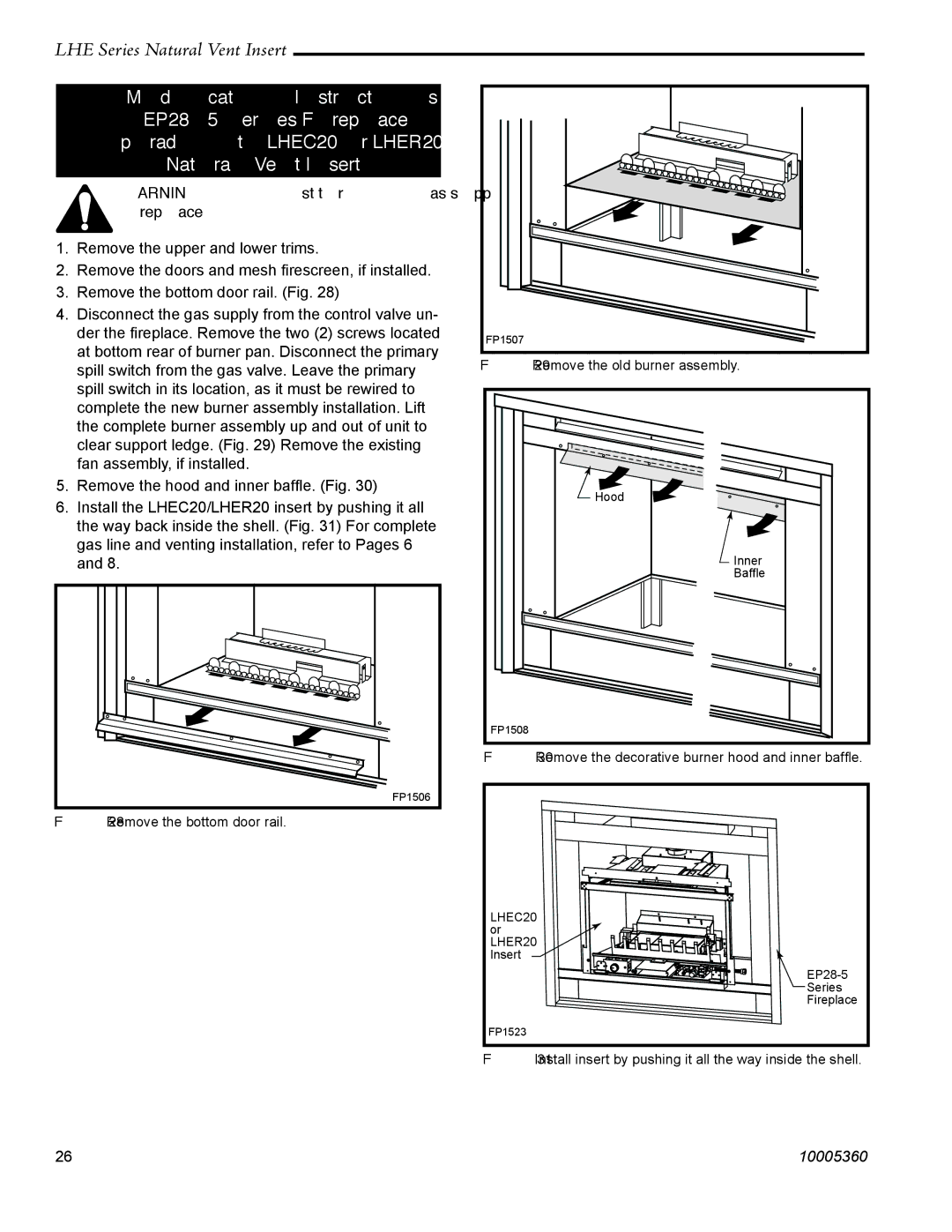 Vermont Casting LHER20 manual Remove the bottom door rail 