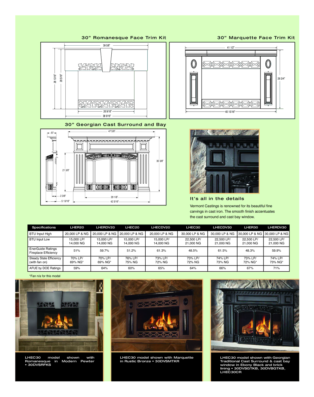 Vermont Casting LHER30 manual It’s all in the detail s, 30DVSRFKS 