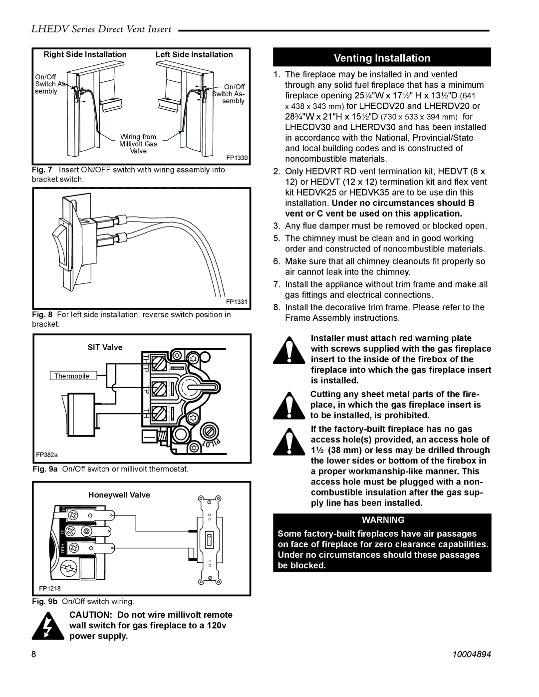 Vermont Casting LHERDV20, LHECDV30, LHERDV30, LHECDV20 manual Venting Installation 