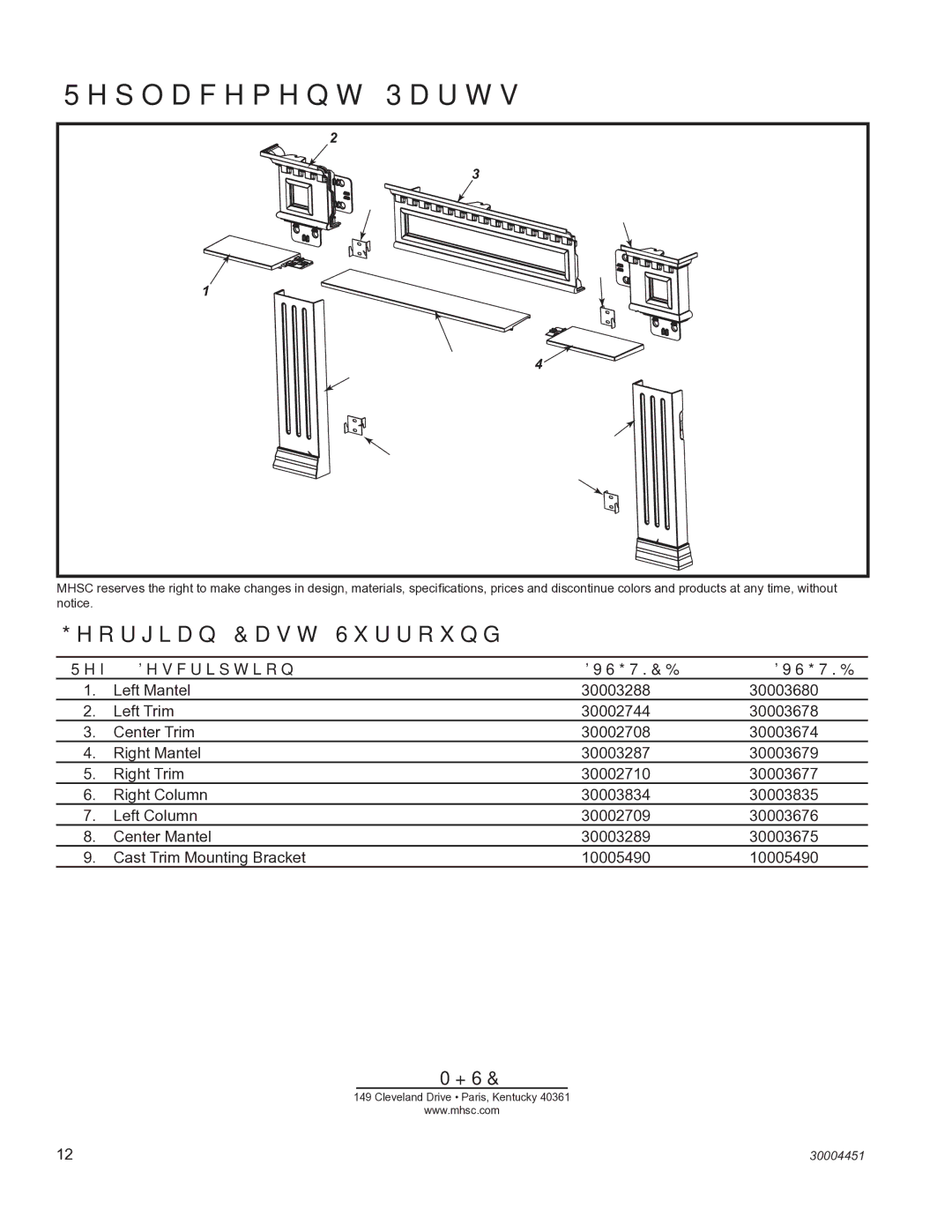 Vermont Casting MEAD3EB, MEAD3CB, MEAD3BS installation instructions Georgian Cast Surround 