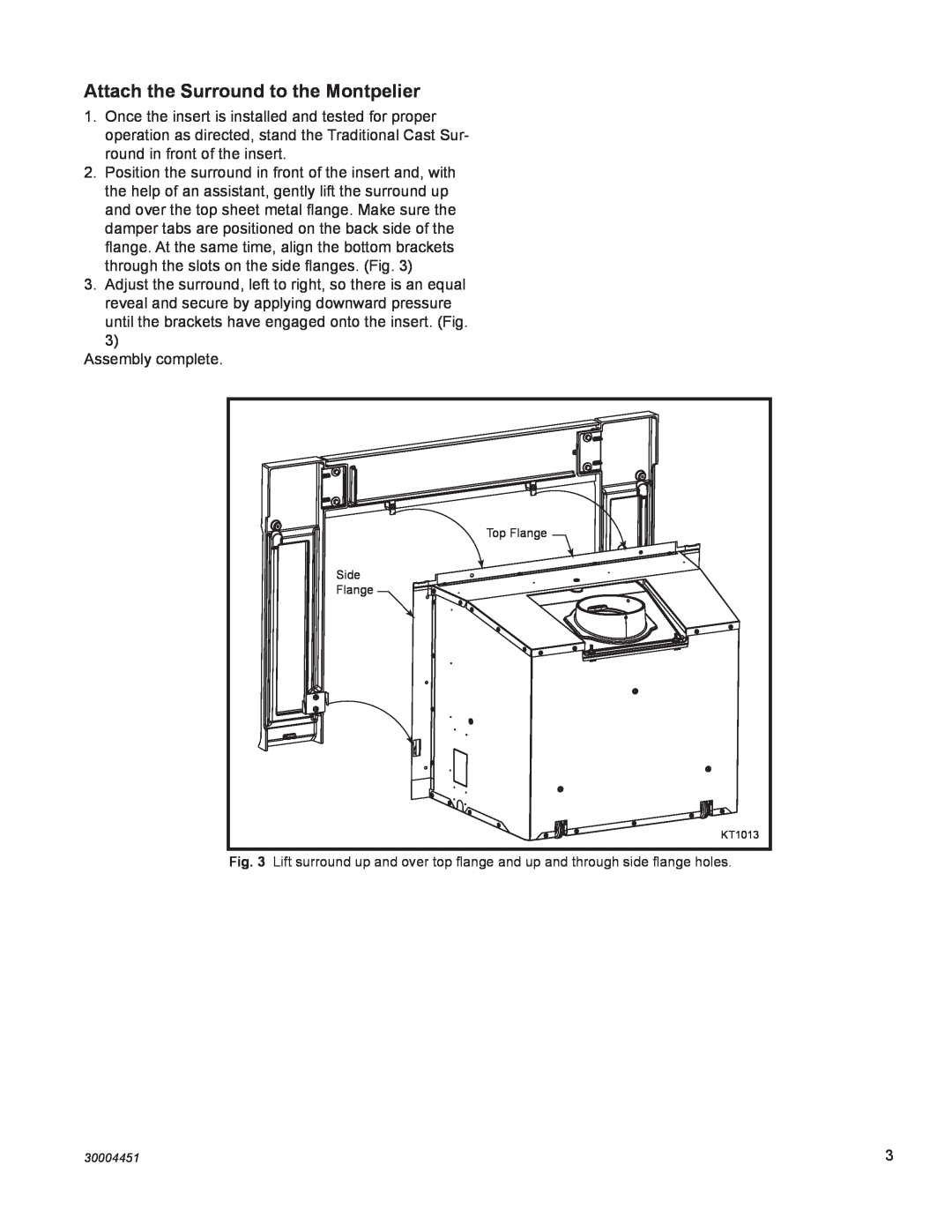 Vermont Casting MEAD3EB, MEAD3CB, MEAD3BS installation instructions Attach the Surround to the Montpelier 