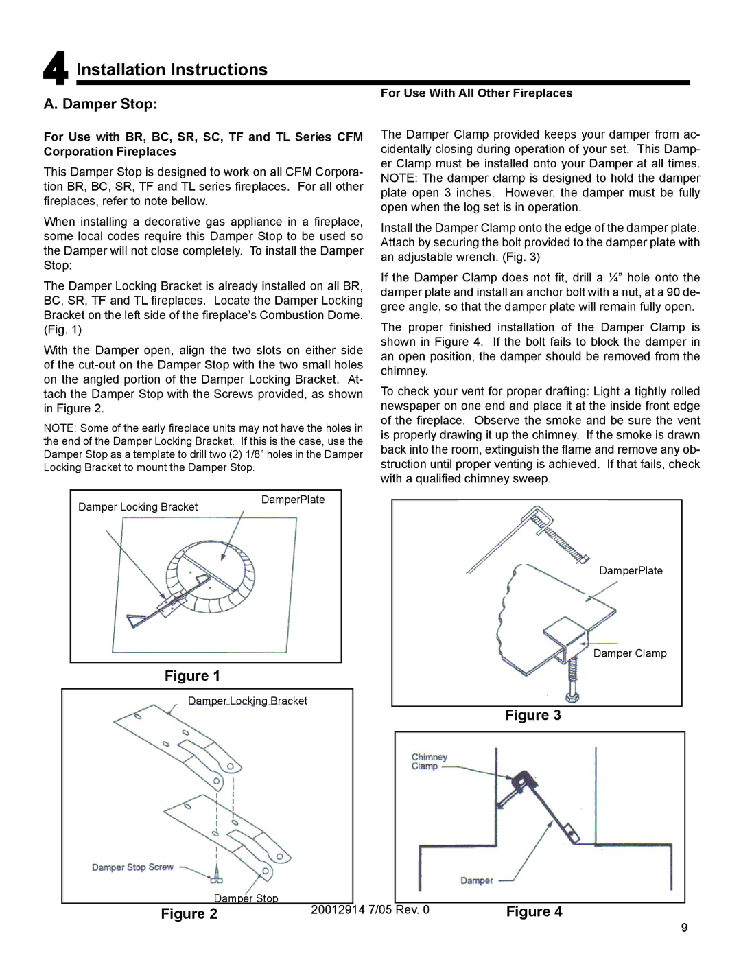 Vermont Casting MO18 installation instructions Installation Instructions, Damper Stop 