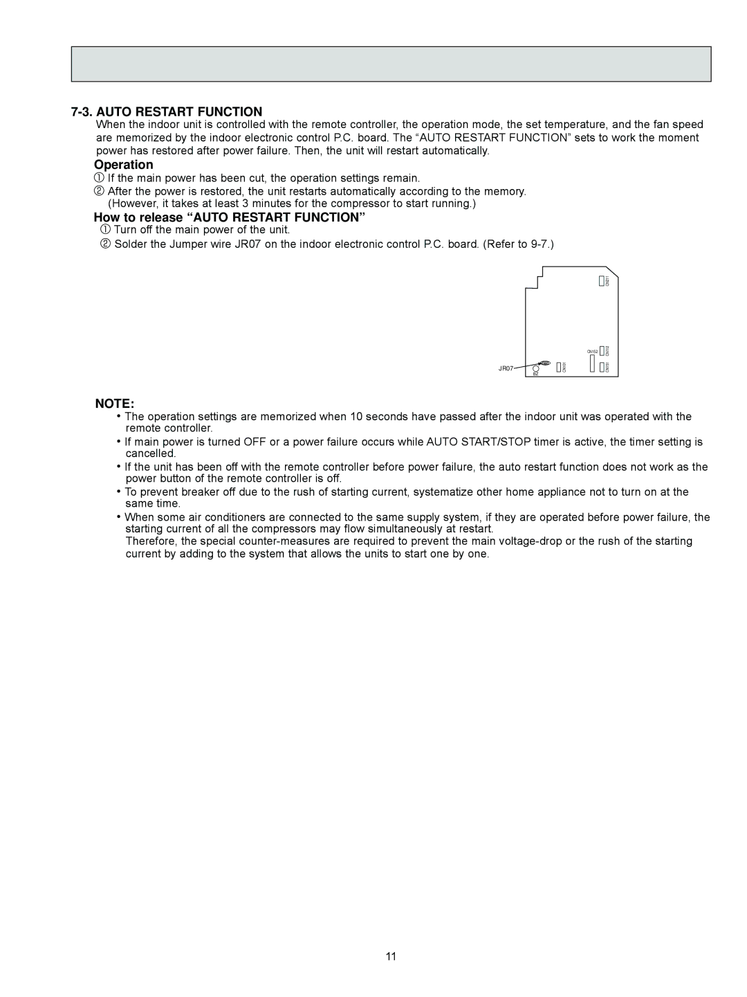 Vermont Casting MSY-D30NA, MSZ-D36NA, MSZ-D30NA, MSY-D36NA service manual Auto Restart Function, Operation 