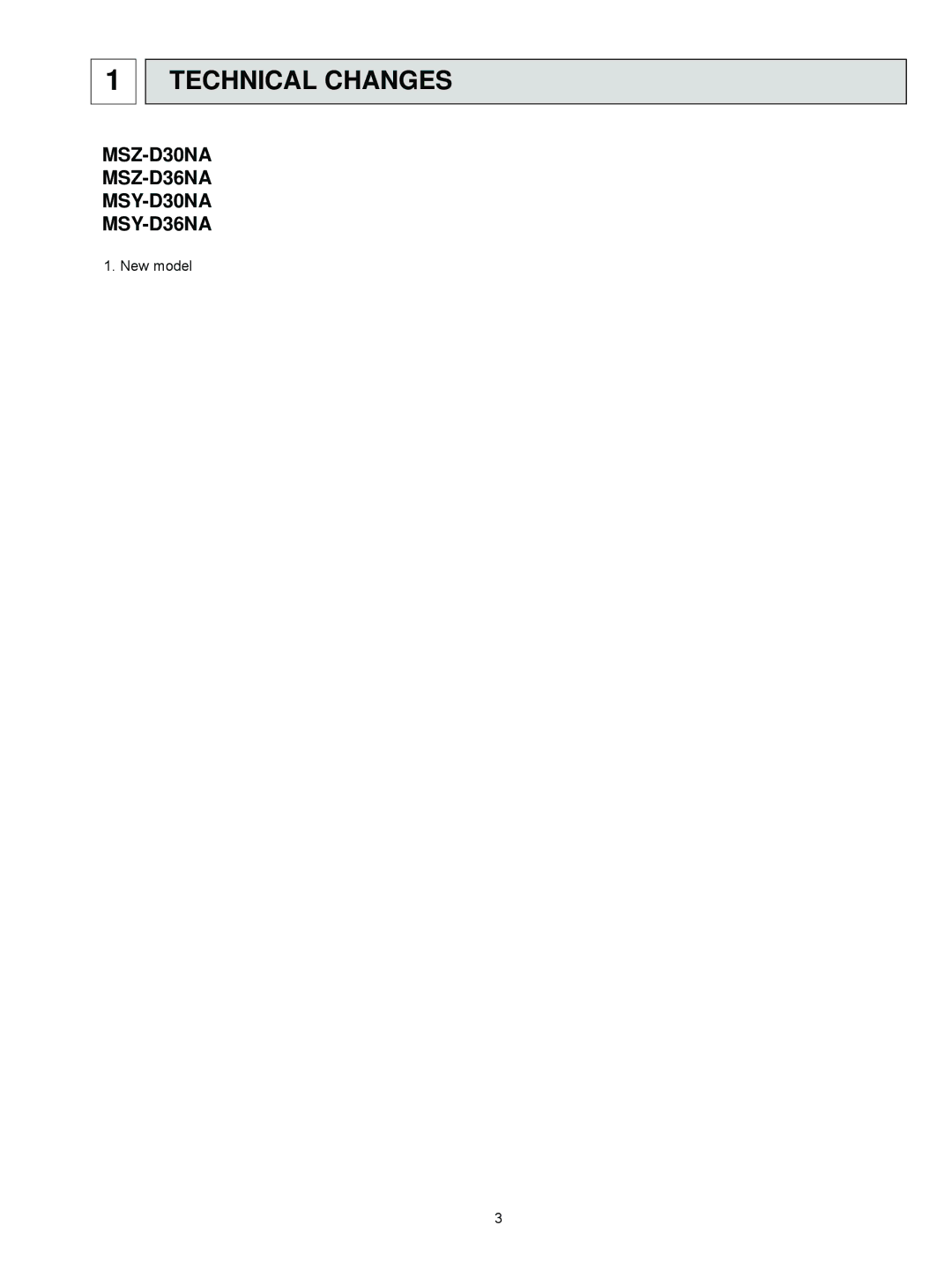 Vermont Casting MSY-D30NA, MSZ-D36NA, MSZ-D30NA, MSY-D36NA service manual Technical Changes 