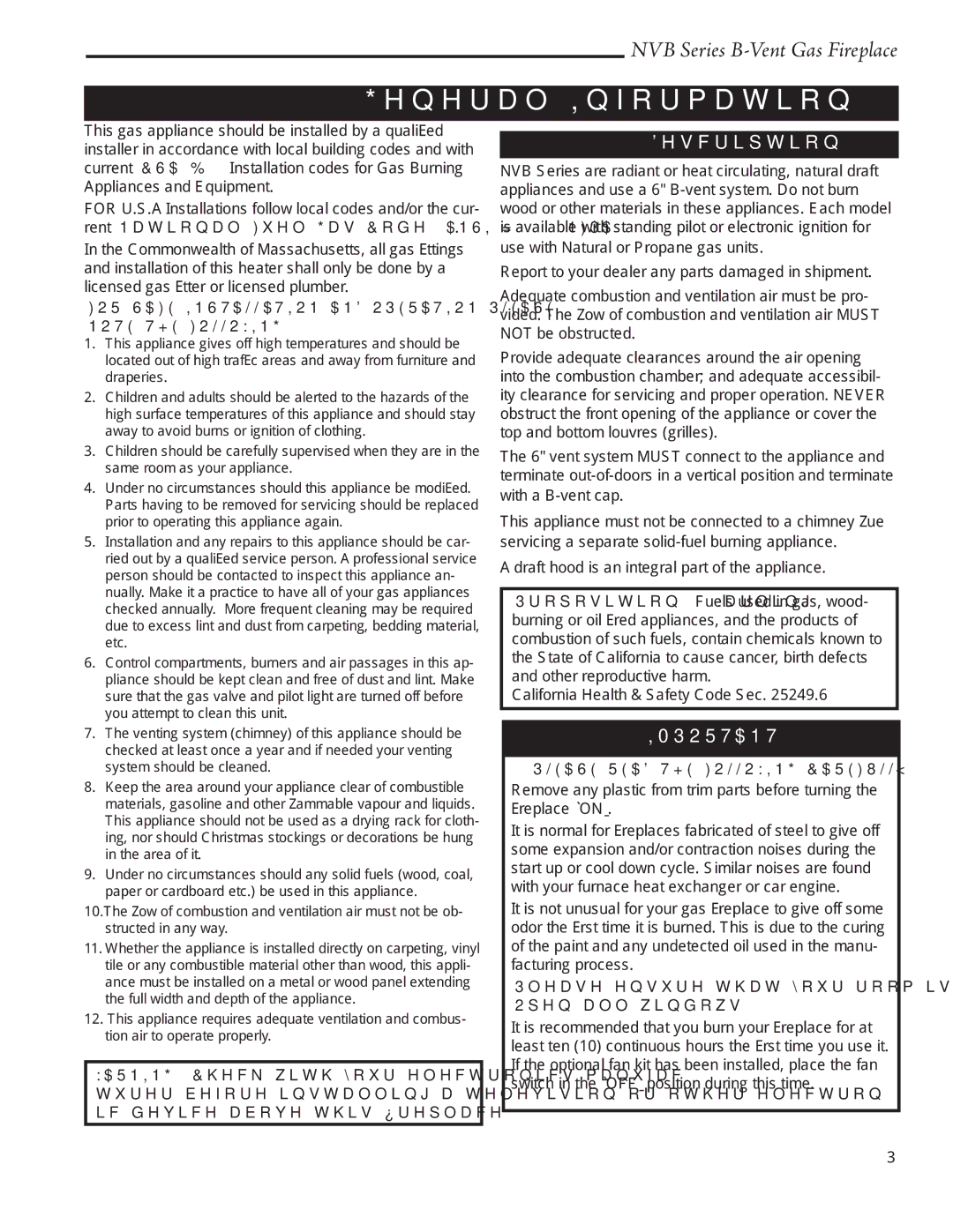 Vermont Casting NVBR36, NVBC42 warranty General Information, Description, Please Read the Following Carefully 