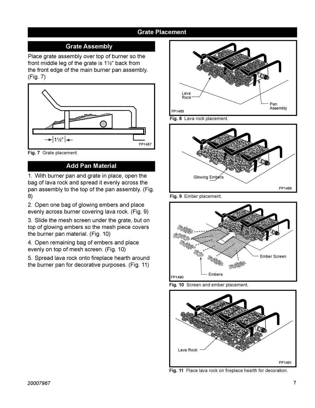 Vermont Casting OD24SHKN manual Grate Placement Grate Assembly, Add Pan Material 