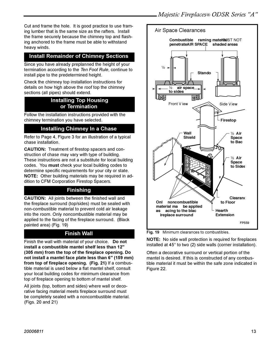 Vermont Casting ODSR36A, ODSR42A Install Remainder of Chimney Sections, Installing Top Housing or Termination, Finishing 