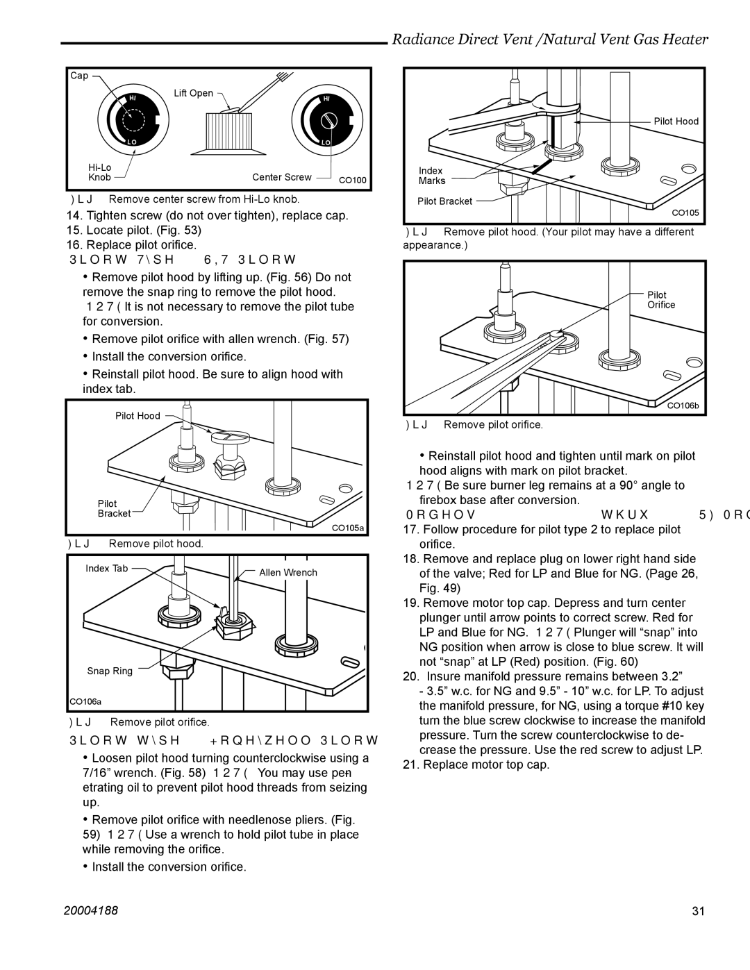 Vermont Casting RDVOD 3354, RDVOD 3399, RDVOD 3360, RDVOD 3369 manual Pilot Type 1 SIT Pilot, Pilot type 2 Honeywell Pilot 