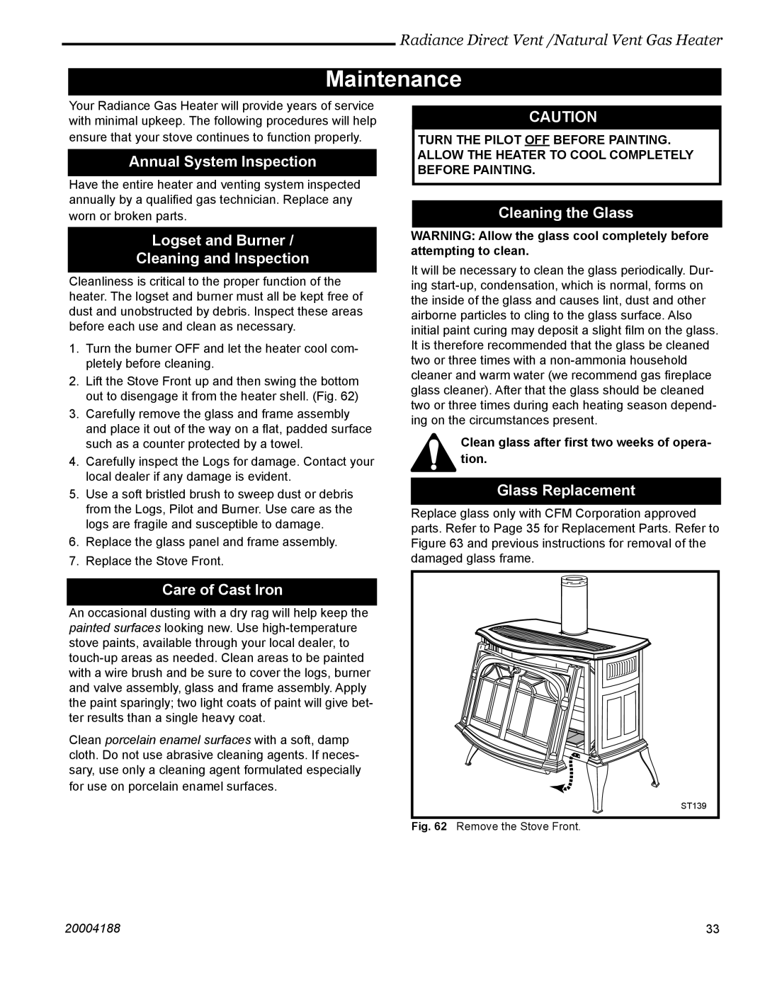 Vermont Casting RDVOD manual Maintenance 