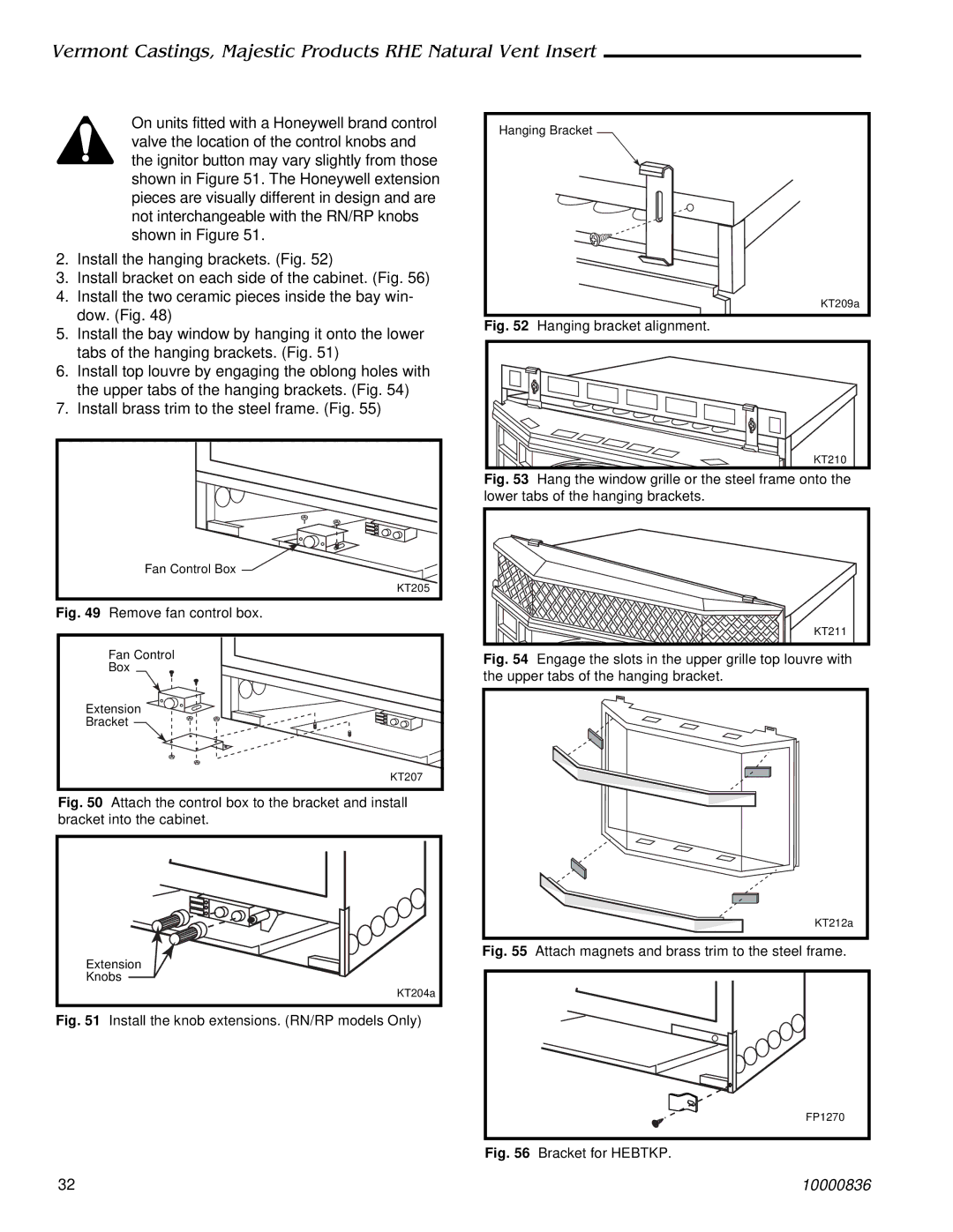 Vermont Casting RHE32, RHE42, RHE25 installation instructions KT209a 