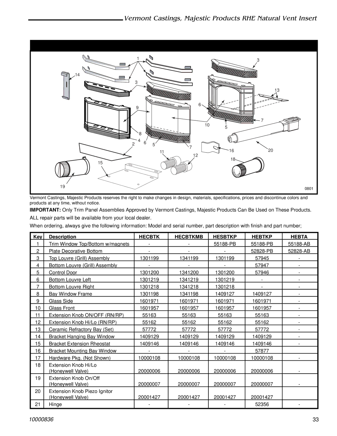 Vermont Casting RHE42, RHE25, RHE32 installation instructions Hecbtk Hecbtkmb Hesbtkp Hebtkp Hebta 