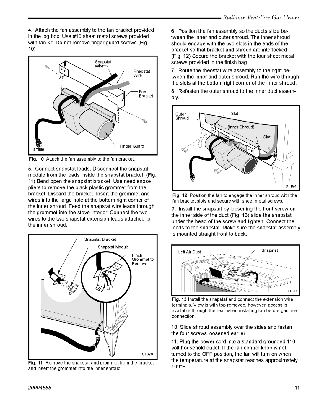 Vermont Casting 3358, RUVSOD: 3357, thru 3379, 3370 manual Attach the fan assembly to the fan bracket 