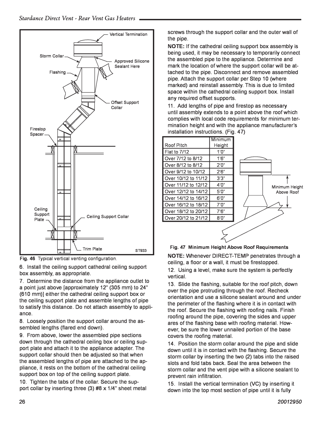 Vermont Casting SDDVRBD, SDDVRC, SDDVRCCB, SDDVRCMB, SDDVRCB manual Stardance Direct Vent - Rear Vent Gas Heaters, 20012950 