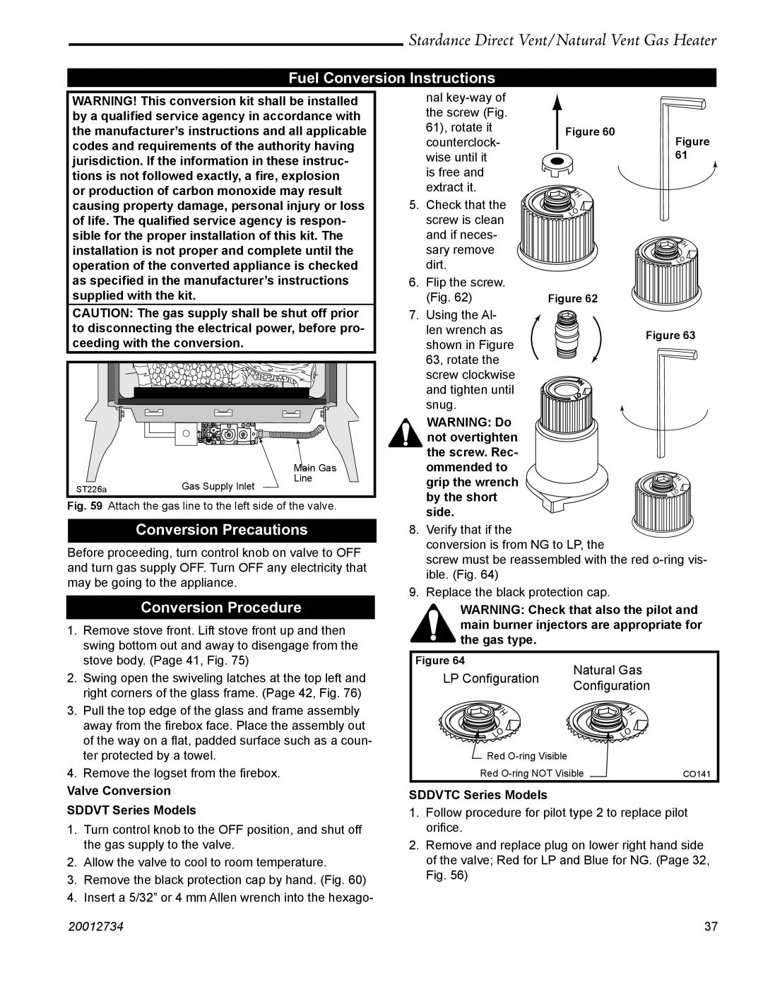 Vermont Casting SDDVT Fuel Conversion Instructions, Conversion Precautions, Conversion Procedure, Sddvtc Series Models 