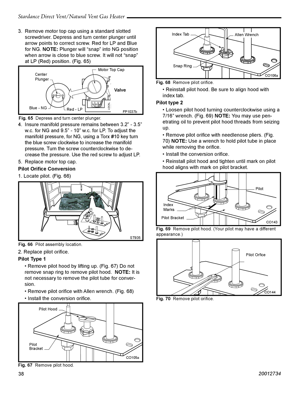 Vermont Casting SDDVT manual Pilot Oriﬁce Conversion, Pilot Type, Valve 