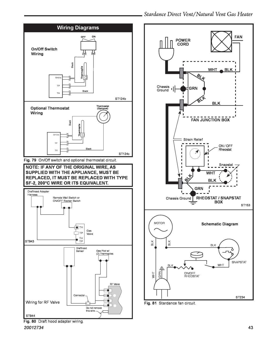 Vermont Casting SDDVT manual Wiring Diagrams, Stardance Direct Vent/Natural Vent Gas Heater, 20012734, Power 
