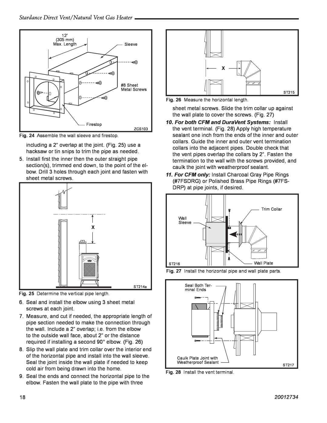 Vermont Casting SDDVTCVG, SDDVTCMB manual Stardance Direct Vent/Natural Vent Gas Heater, 20012734 