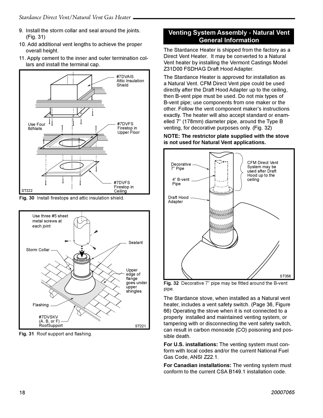 Vermont Casting SDV30 manual Venting System Assembly Natural Vent General Information 