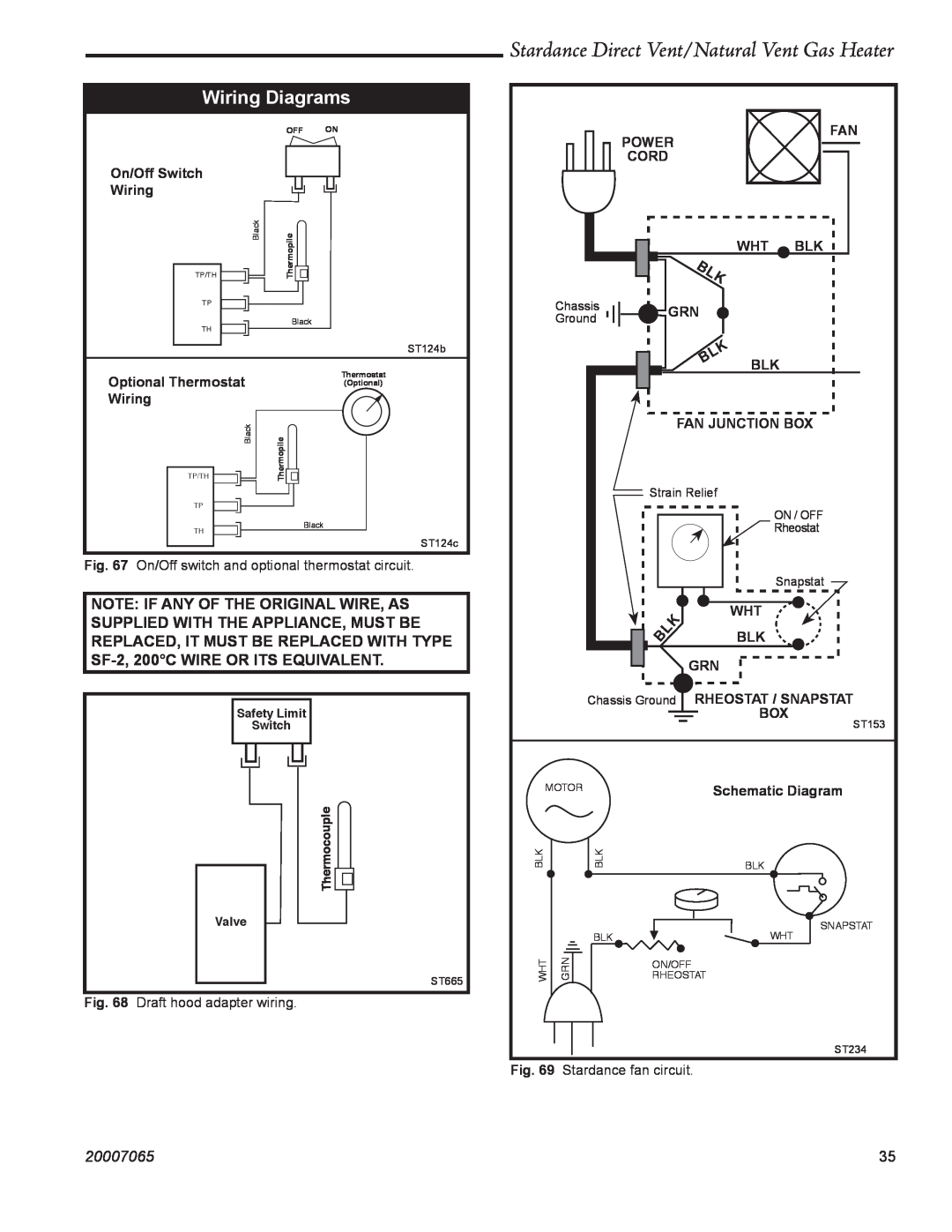 Vermont Casting SDV30 manual Wiring Diagrams, Stardance Direct Vent/Natural Vent Gas Heater, 20007065, Power 