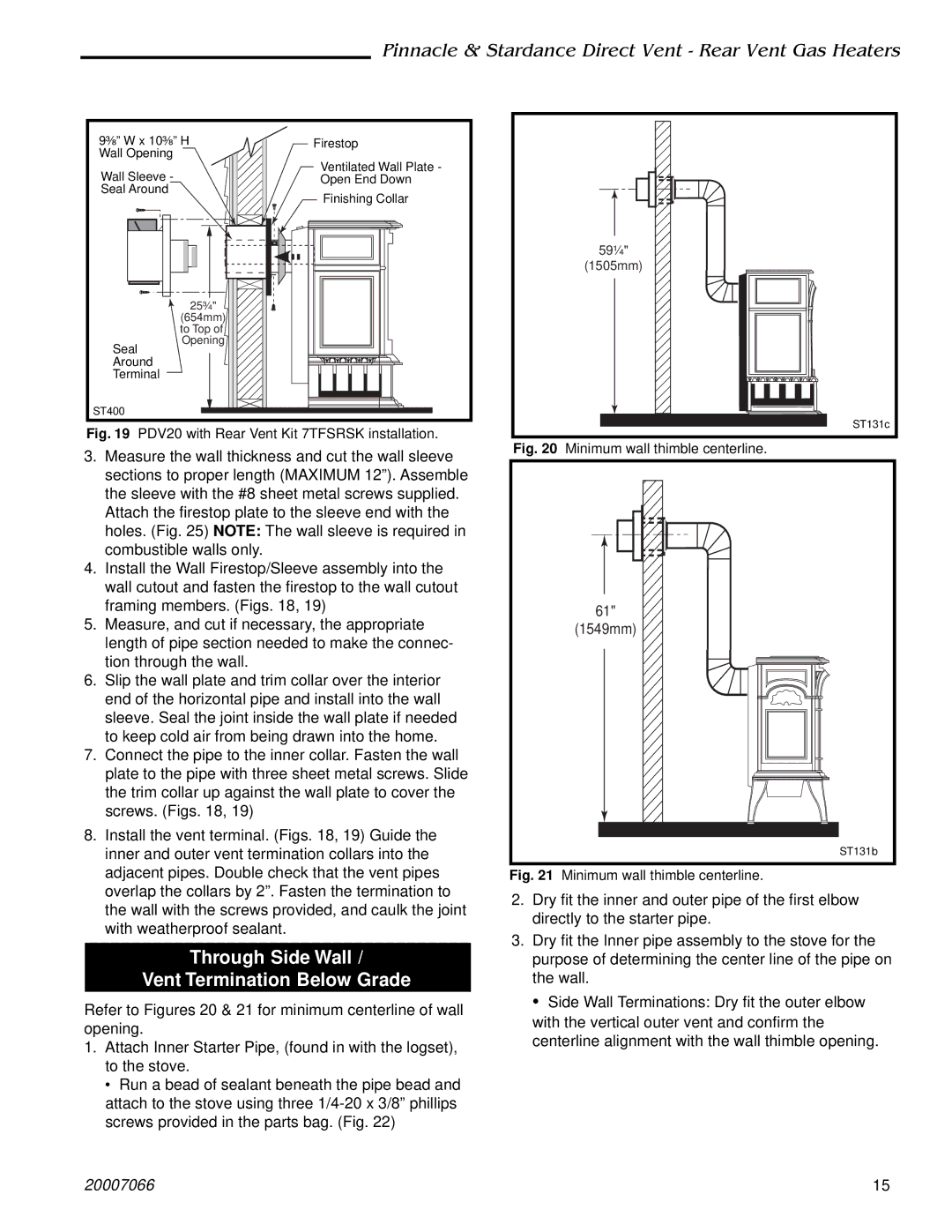 Vermont Casting 4075, SDVR Through Side Wall Vent Termination Below Grade, PDV20 with Rear Vent Kit 7TFSRSK installation 