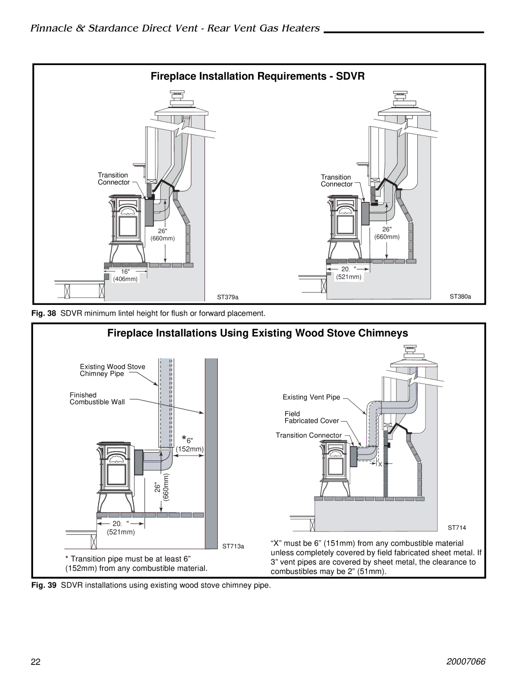 Vermont Casting 3936, SDVR, PDV20: 3920, 4075, 3930, 4070, 3976, 4065, 3970, 3960, 3926 Fireplace Installation Requirements Sdvr 