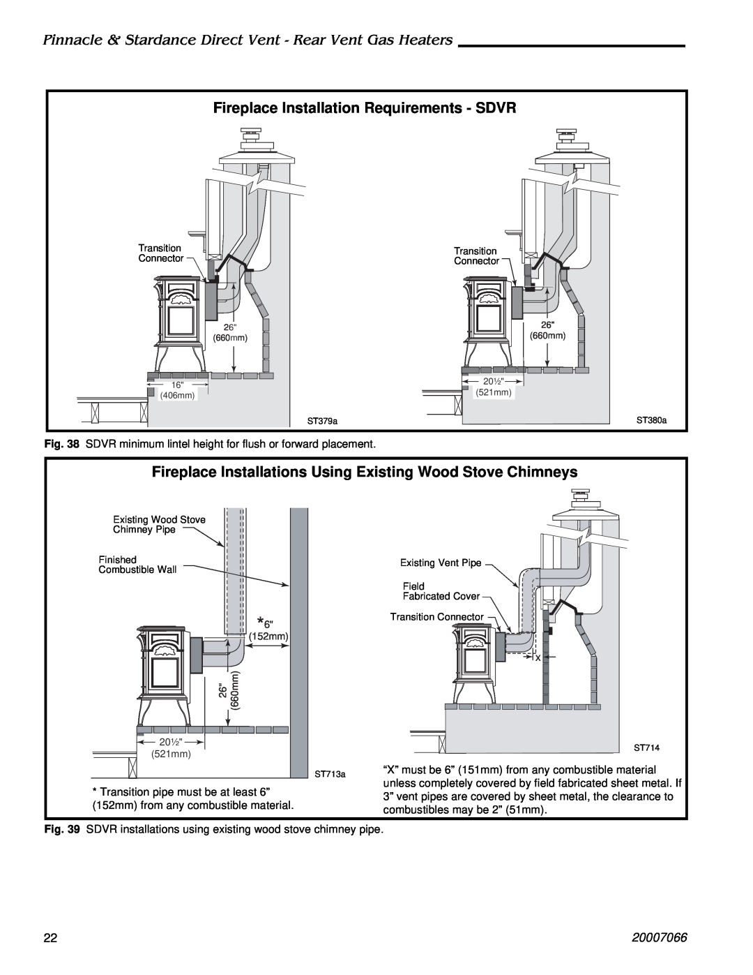 Vermont Casting 3936 Fireplace Installation Requirements - SDVR, Pinnacle & Stardance Direct Vent - Rear Vent Gas Heaters 