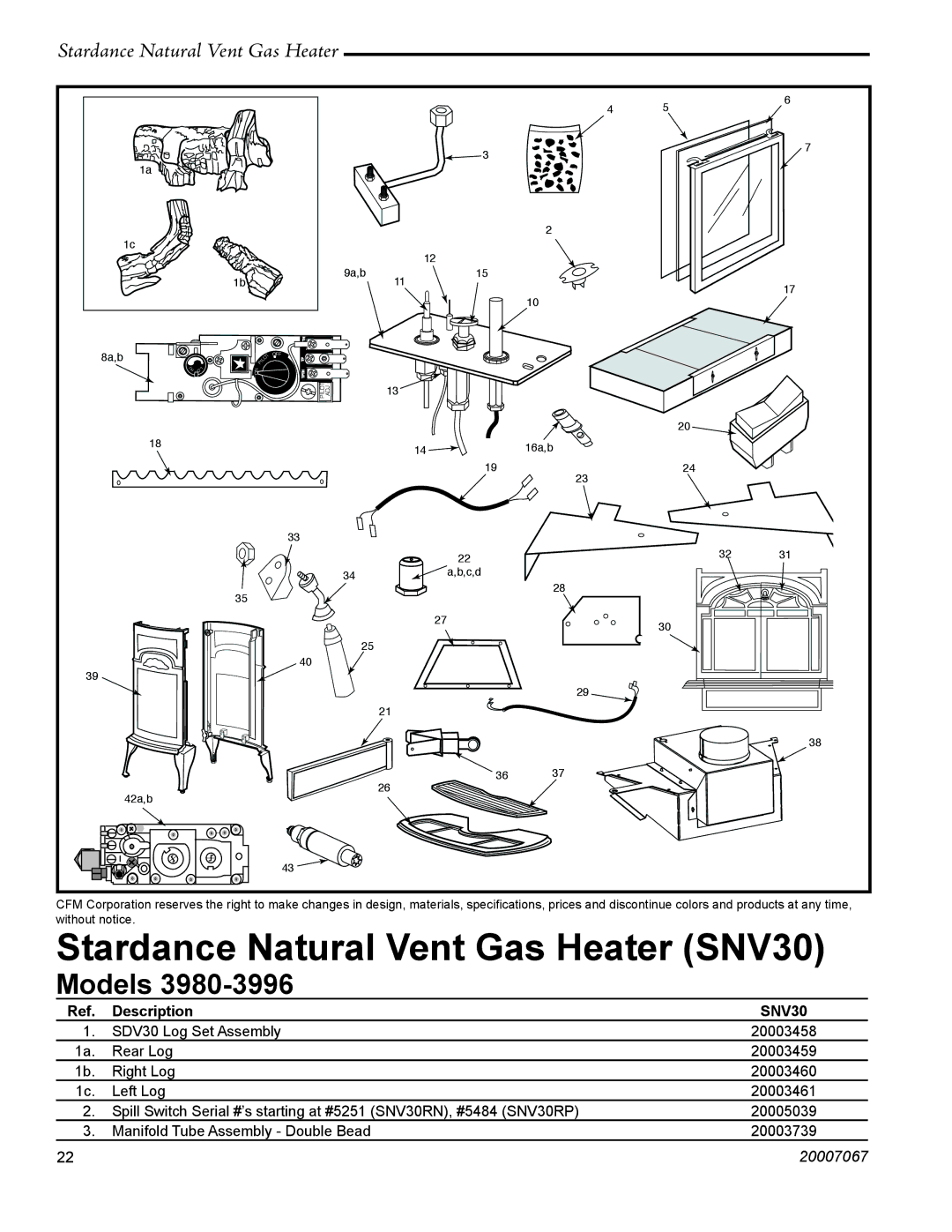 Vermont Casting manual Stardance Natural Vent Gas Heater SNV30, Description 