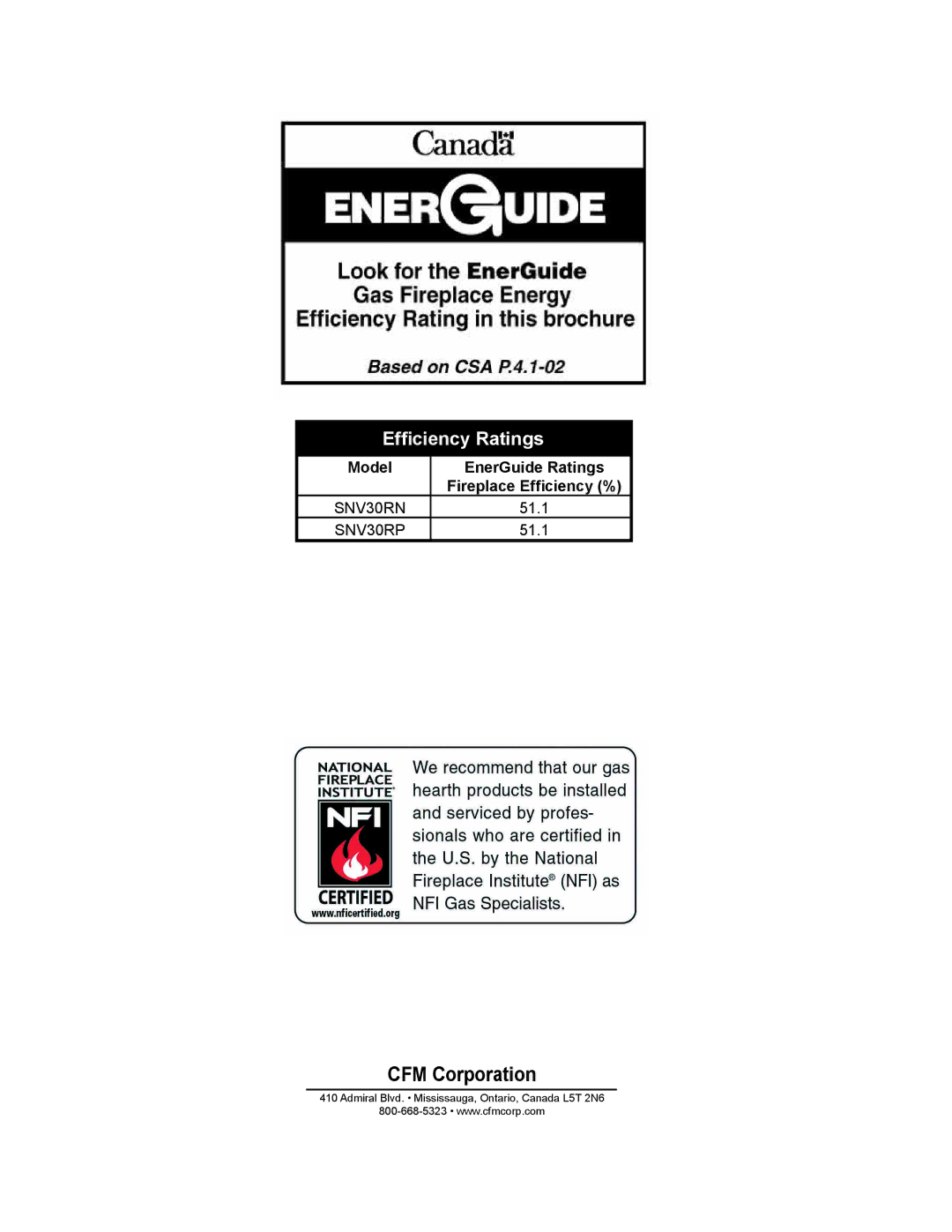 Vermont Casting SNV30 manual Efﬁciency Ratings, Model EnerGuide Ratings Fireplace Efﬁciency % 