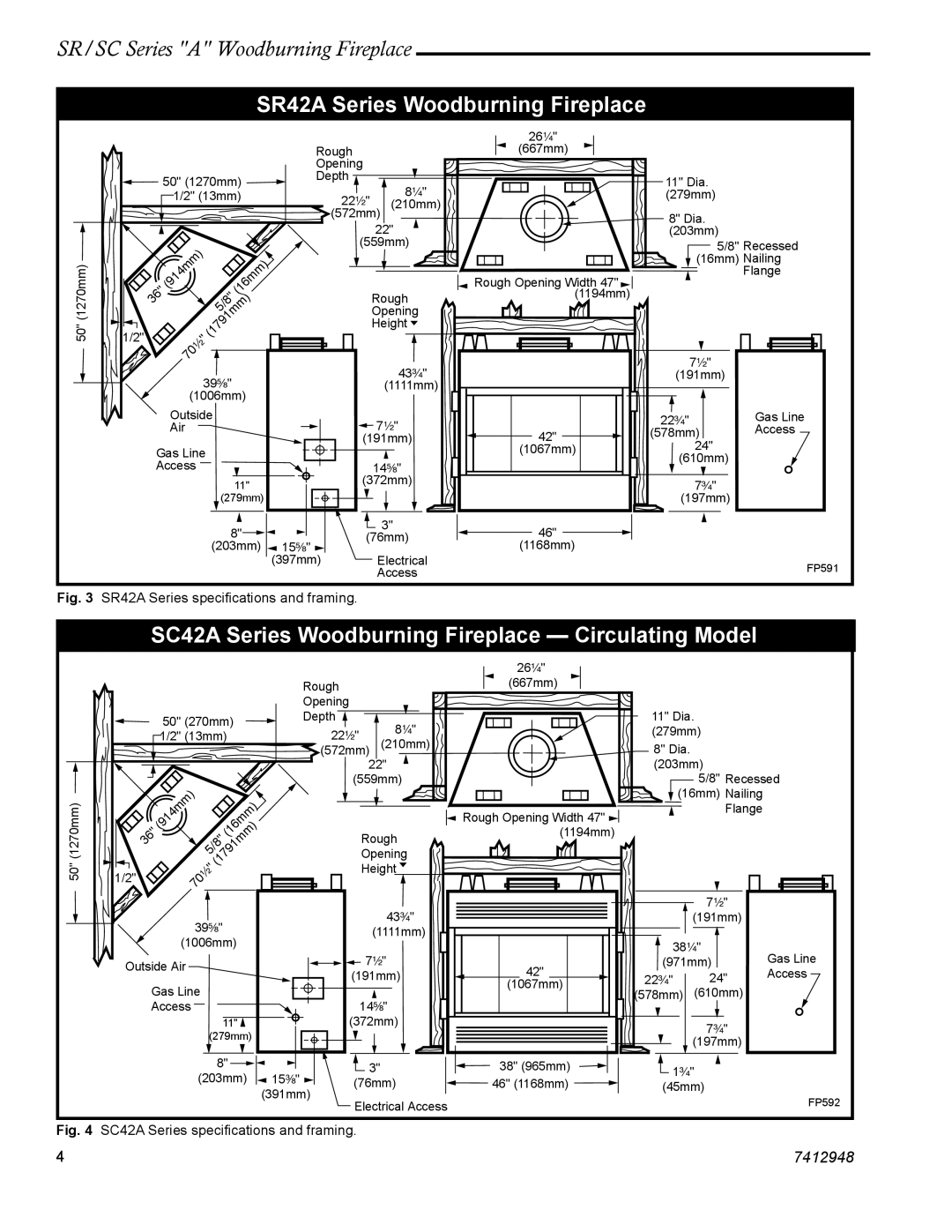 Vermont Casting SR36A, SC42A, SC36A manual SR42A Series Woodburning Fireplace 