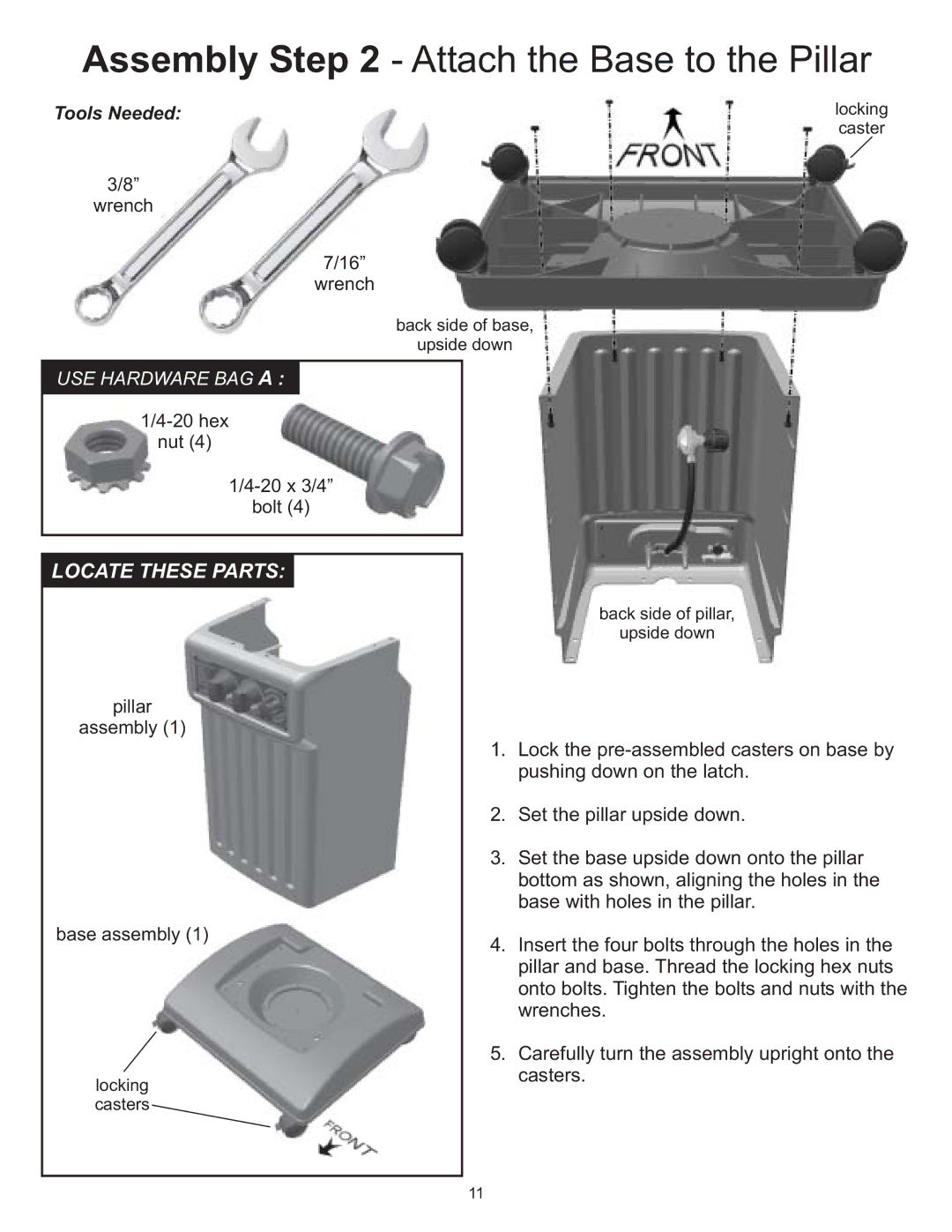 Vermont Casting VC0620P, VC0680P, VC0680N owner manual Assembly Attach the Base to the Pillar 