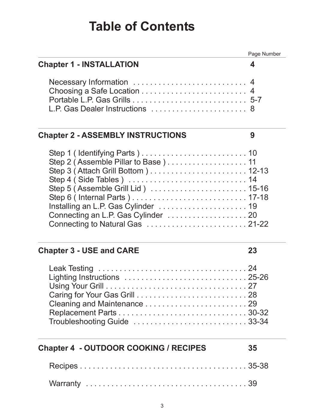 Vermont Casting VC0620P, VC0680P, VC0680N owner manual Table of Contents 